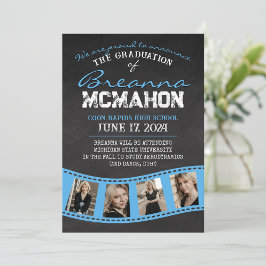 Invitación del Grado de tira de película azul para