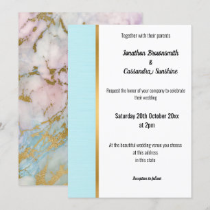INVITACIÓN DEL GUARDAJE DE ORO AZUL DE PASTEL DE M