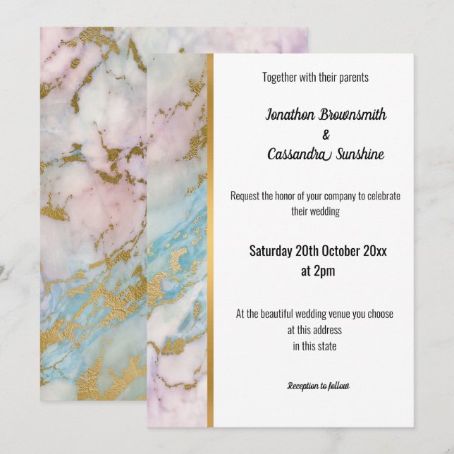 INVITACIÓN DEL GUIÑO DE ORO CLÁSICO DE MÁRMOL PAST (Anverso / Reverso)