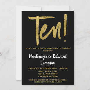 Invitación del guión de oro negro 10º aniversario