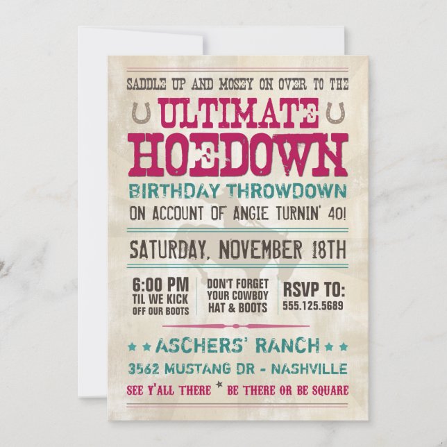 Invitación del Hoedown (Anverso)
