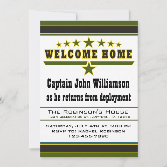 Invitación del hogar de la recepción del soldado (Anverso)