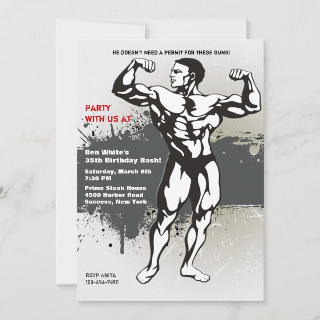 Invitación del hombre muscular (Anverso)