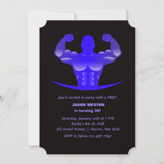 Invitación del hombre muscular (Anverso)