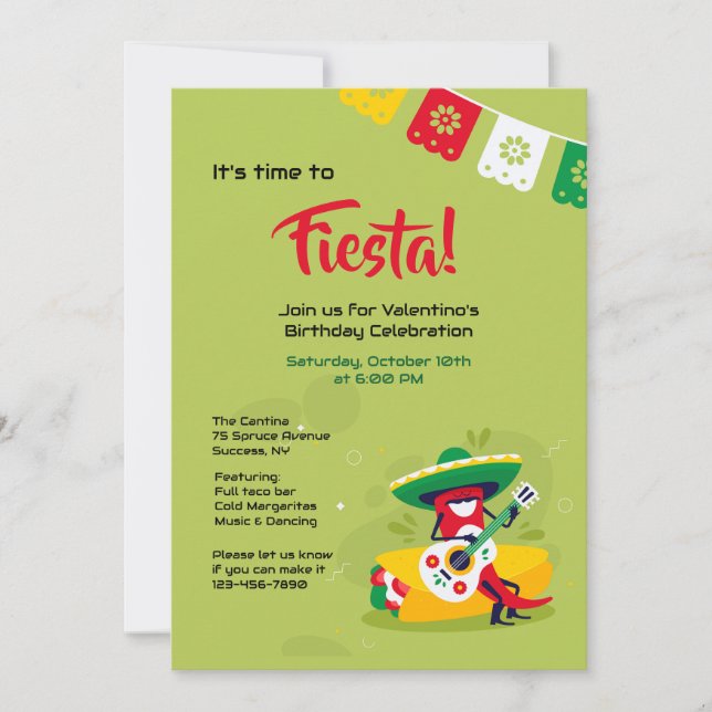 Invitación del Hombre Pimiento Fiesta (Anverso)