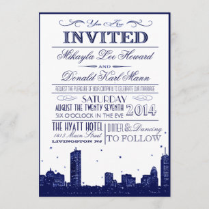 Invitación del horizonte de Boston azul oscuro sob