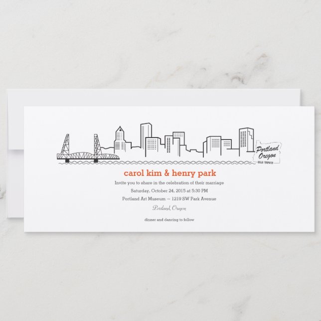 Invitación del horizonte de la ciudad de Portland (Anverso)