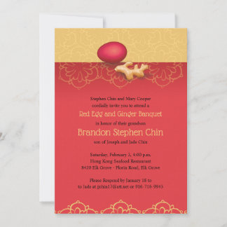 Invitación del huevo rojo y el jengibre