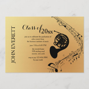 Invitación del instrumento musical de la trompa