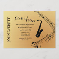 Invitación del instrumento musical del saxofón