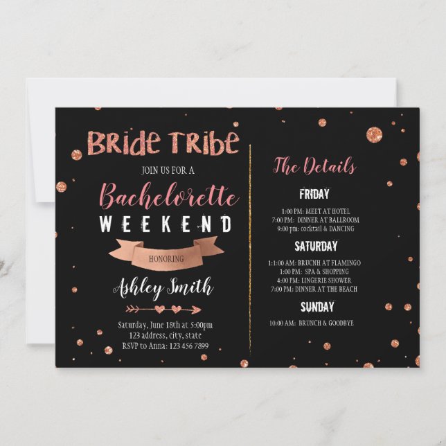 Invitación del itinerario de Bachelorette de la (Anverso)