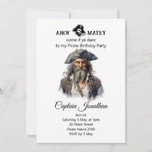 Invitación del Jolly Roger del Pirata de Cumpleaño