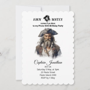 Invitación del Jolly Roger del Pirata de Cumpleaño