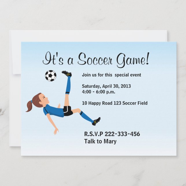 Invitación del jugador de fútbol del chica (Anverso)