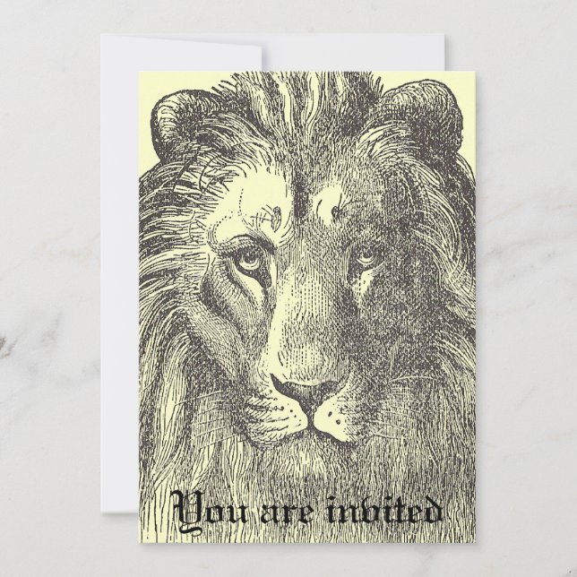 Invitación del león del vintage (Anverso)