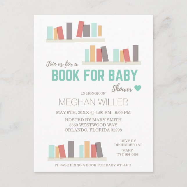Invitación del libro para Baby Shower (Anverso)