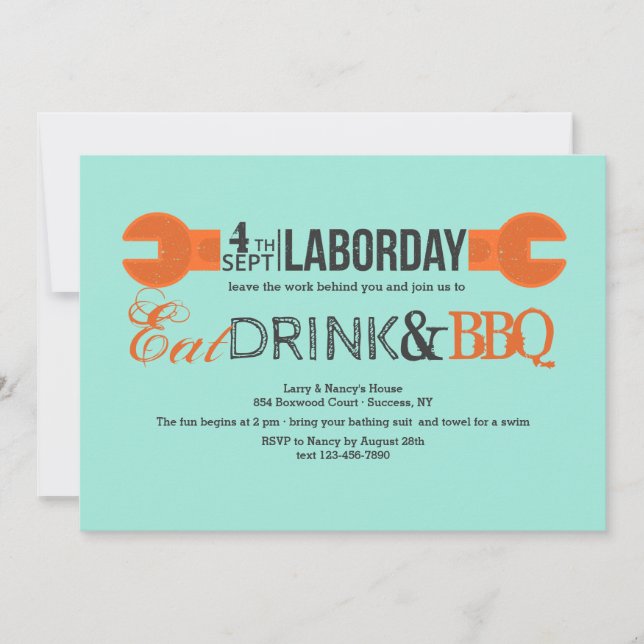 Invitación del Llave del Día del Trabajo (Anverso)