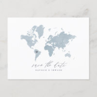 Invitación del mapa del mundo de las acuarelas azu