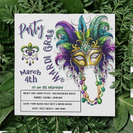 Invitación del Mardi Gras y Fleur Des Lis Fiesta f