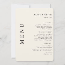 Invitación del menú de recepción de boda redondead