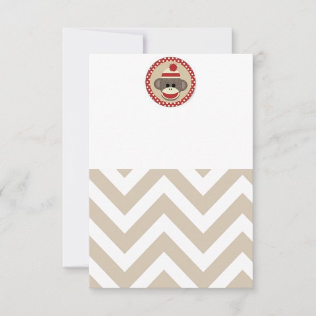 Invitación del mono del calcetín (Anverso)