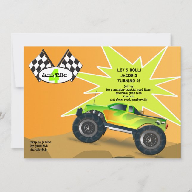 Invitación del monster truck (Anverso)