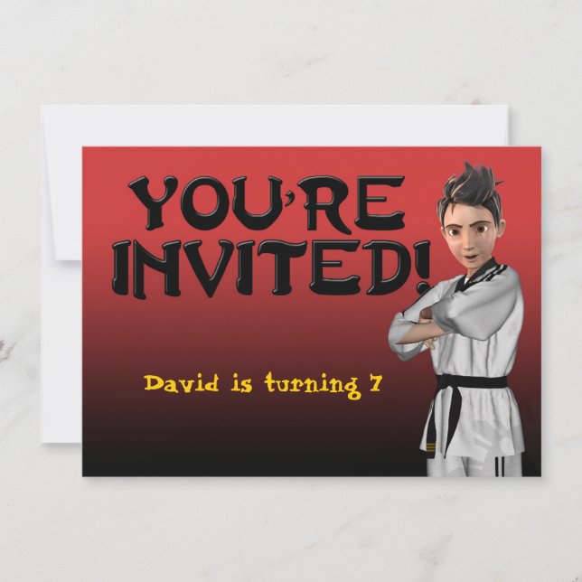 Invitación del muchacho de TKD (Anverso)