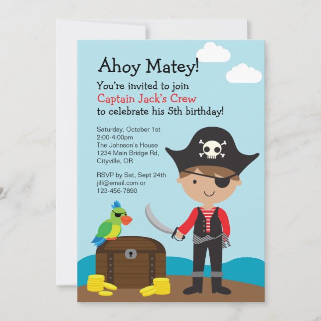 Invitación del muchacho del pirata (Anverso)