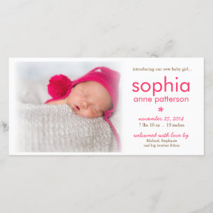 Invitación del nacimiento de la foto de la niña de
