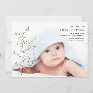 Invitación del nacimiento de la foto de las vides