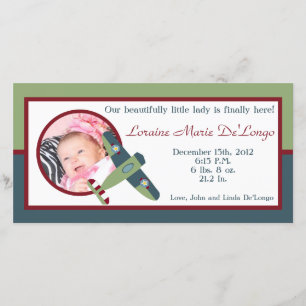 Invitación del nacimiento de la foto del aeroplano