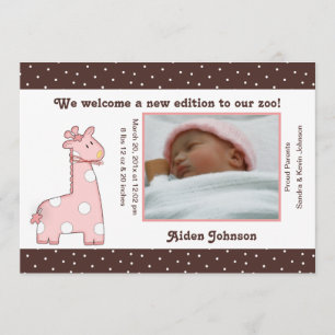 Invitación del nacimiento de la jirafa (rosa)