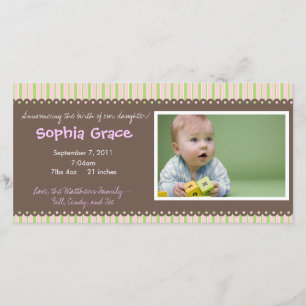 Invitación del nacimiento de la niña de las rayas