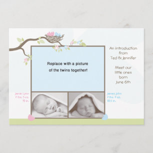 Invitación del nacimiento de los gemelos - bebé y
