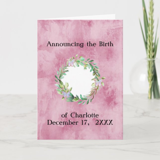 Invitación del nacimiento del bebé para el Chica a (Anverso)