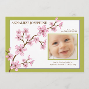 Invitación del nacimiento del chica de la flor de