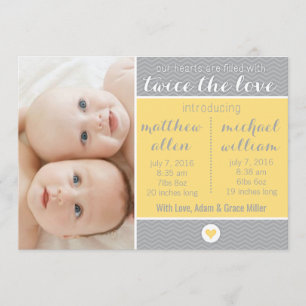 Invitación del nacimiento - gemelos, dos veces el