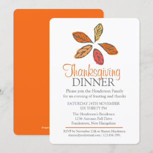 Invitación del naranja de la cena de Acción de Gra