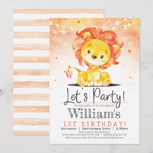Invitación del Naranja de la fiesta de cumpleaños  (Anverso / Reverso)