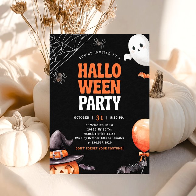 Invitación del Naranja negro de la fiesta de Hallo (Subido por el creador)