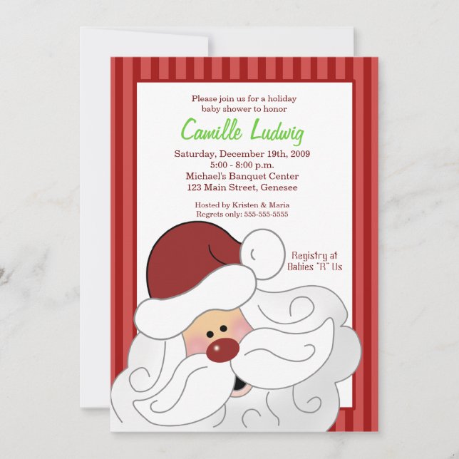 Invitación del navidad de PAPÁ NOEL Baby Shower (Anverso)