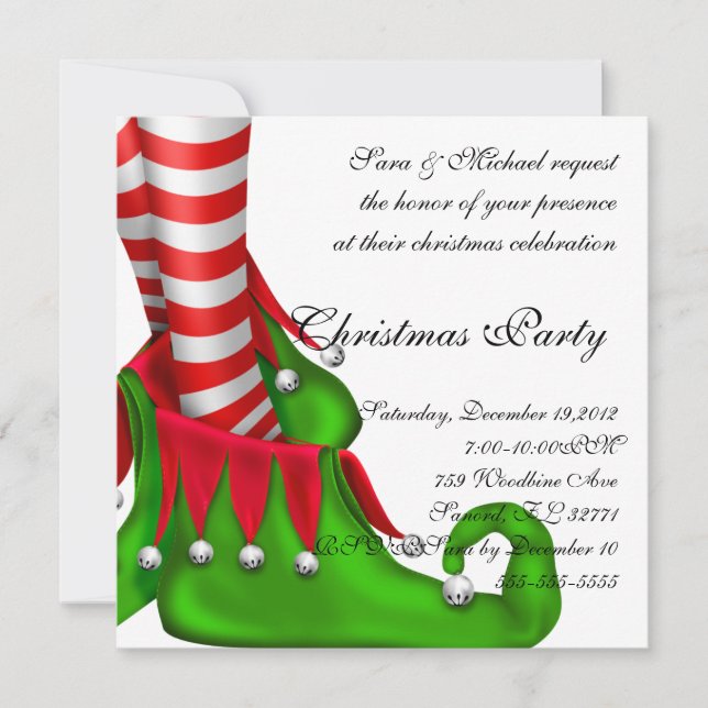 invitación del navidad del zapato del duende (Anverso)