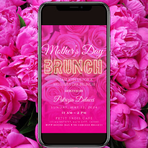Invitación del Neon Pink Rose del Día de la Madre