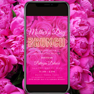 Invitación del Neon Pink Rose del Día de la Madre