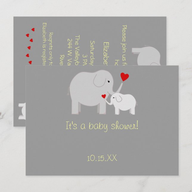 Invitación del neutral del género de Baby Shower (Anverso / Reverso)