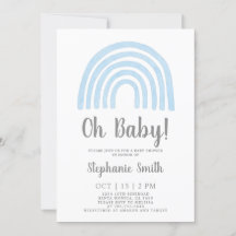 Invitación del niño Baby Shower Baby Blue Rainbow