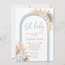 Invitación del niño Baby Shower Boho Arch Azul