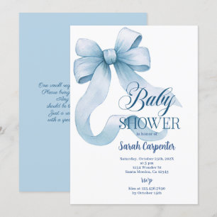 Invitación del niño Baby Shower Bow azul