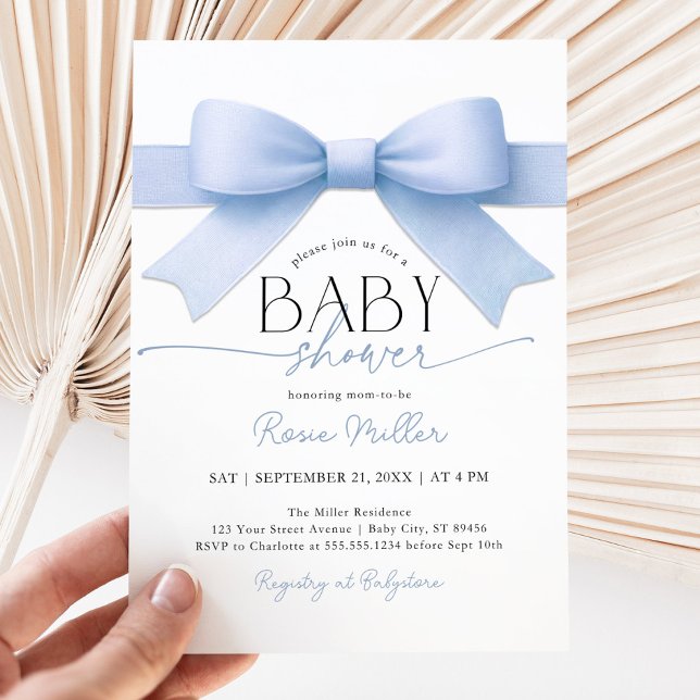 Invitación del niño Baby Shower Bow azul (Subido por el creador)