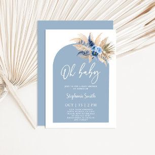 Invitación del niño Baby Shower de Blue Pampas Gra